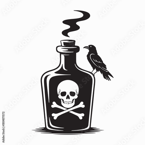 Poison Bottle Skull Icon Vector

Toxic Chemical Warning Symbol

Dangerous Substance Skull Silhouette