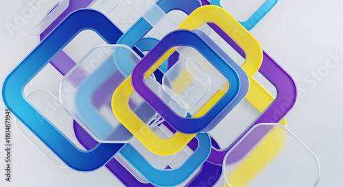 Colorful Overlapping Squares Abstract Geometric Design.