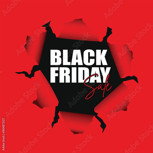 black Friday poster with torn paper effect