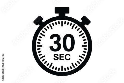 A black and white stopwatch icon indicates thirty seconds have elapsed.