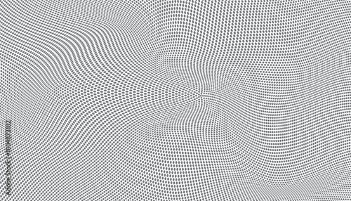 Twisted halftone dot warp background in grayscale