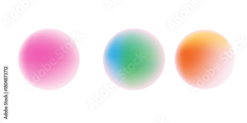 Set color circle gradient noise gradation. Abstract colorful watercolor blur mesh on isolated transparent background. Circle shape png.