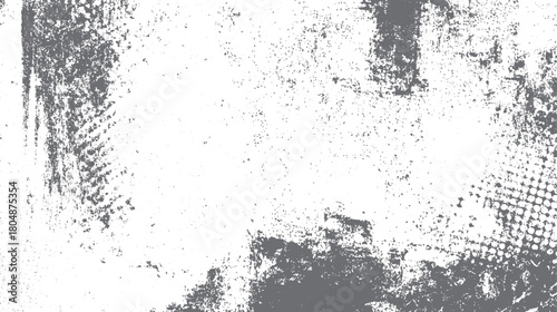 Gray textured grunge background with distressed overlay and scattered speckles and halftone dots vector