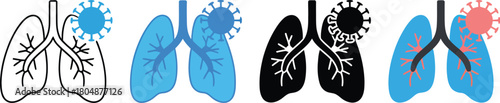 Visual representation of human lungs infected by a virus, highlighting respiratory illness, disease transmission, and the critical impact of pathogens on lung function
