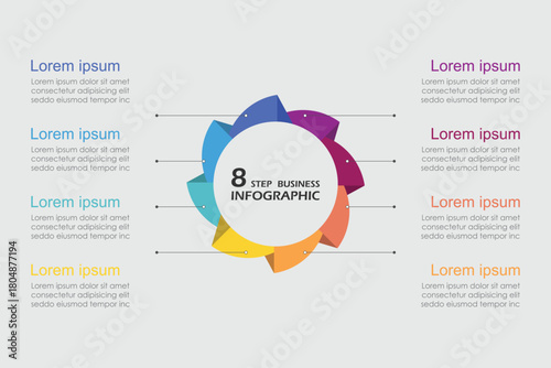 infographic vector illustration with 3, 8, 5, 6 steps, infographic template design. Can be used for process diagrams, presentations, workflows.	