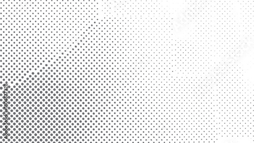 Grey polka dot pattern fading from dense to sparse on a white background abstract texture vector