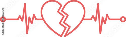 Broken Heart EKG Line Art Loss, Grief, and Emotional Heartbreak