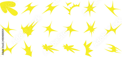 Collection of Yellow Starburst and Sparkle Graphic Elements