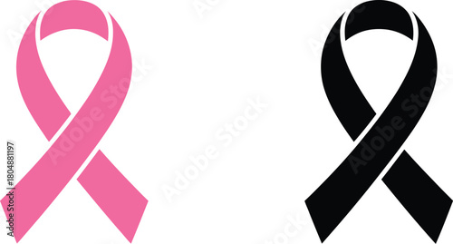 Pink and black awareness ribbons for health campaigns and charitable causes