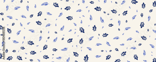 Seamless pattern with dark blue, black polka dot, random dots, spots, drops on a light background. Vector hand drawn sketch shape. Creative texture tiny, snowflakes, circles, leaflets