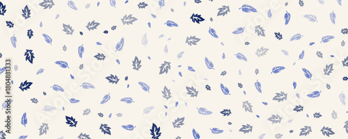 Seamless pattern with dark blue, black polka dot, random dots, spots, drops on a light background. Vector hand drawn sketch shape. Creative texture tiny, snowflakes, circles, leaflets