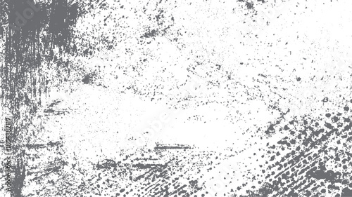 Textured gray abstract grunge background with distressed splatters and scratches on white canvas vector