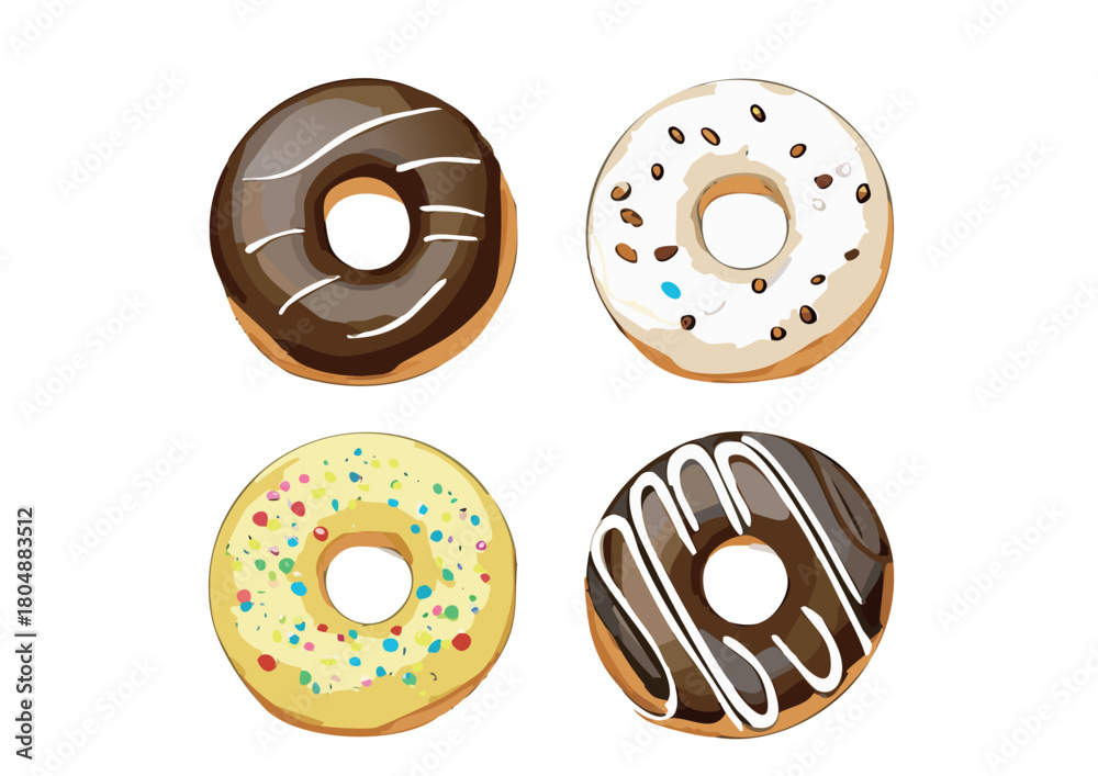 Fototapeta premium ドーナツのベクターイラスト001