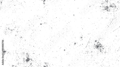 White background with scattered grey dust specks and scratches creating a distressed texture effect grunge