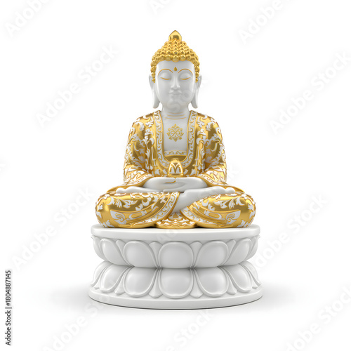 3D render of a stylized tiered temple structure or chedi, Southeast Asian Buddhist architecture
