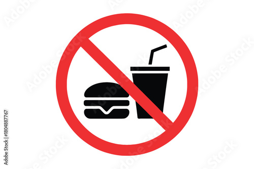 A prohibition sign indicates no food or drink is allowed in this area.