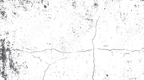 White textured background with scattered dark gray speckles and prominent cracks grunge