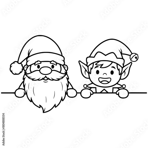 Cute Christmas Peeking svg, Christmas SVG bundle, Santa Claus svg, Christmas clipart, Santa peeking png, christmas outline, SVG Cricut