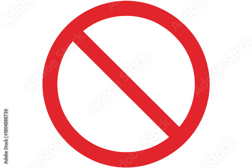 A red prohibition symbol with a diagonal line across a white circle background.