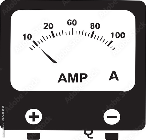 **Ampere Meter Icon | Electrical Current Measurement Symbol | Ammeter Vector Illustration**
