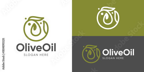 Creative simple olive oil logo template. Abstract letter O with olive logo design vector illustration.