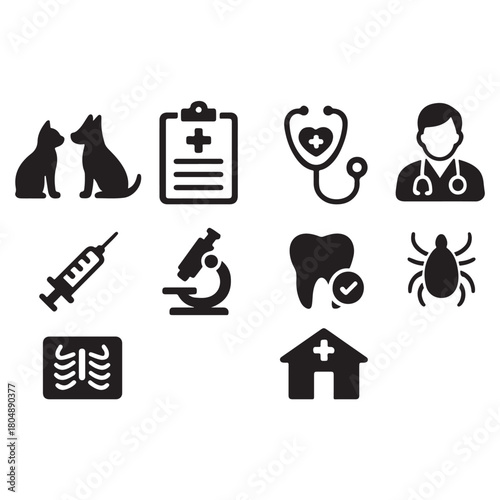 Veterinary icon set vector