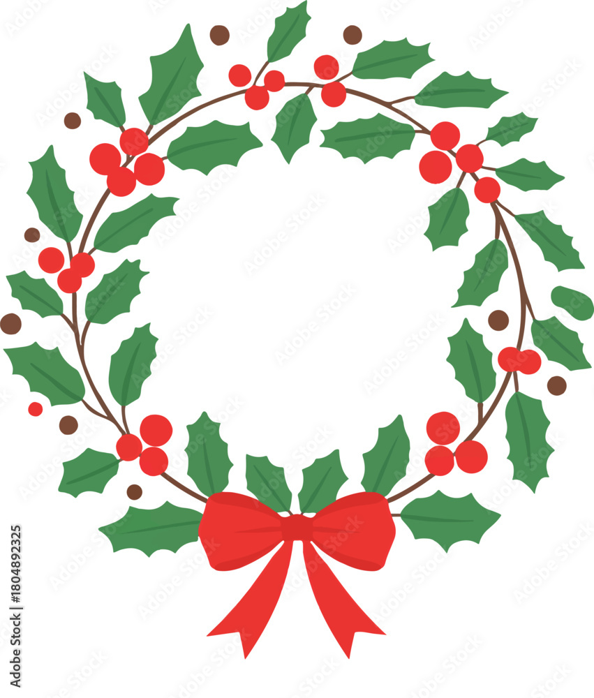 Fototapeta premium Christmas wreath , ornament flat vector illustration