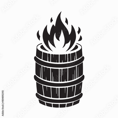 Burning Wooden Barrel Logo Vector isolated on white background