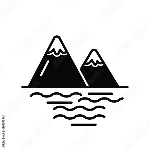 Minimalist Glacial Peak Icon Reflecting on Serene Waters
