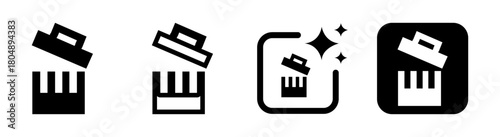 Empty recycle bin icon illustration for clean desktop management and digital removal symbols on a transparent background