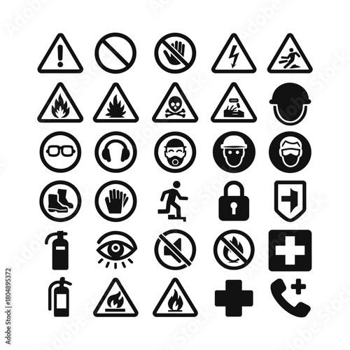 Warning Signs and Symbols for Safety and Hazard Alerts