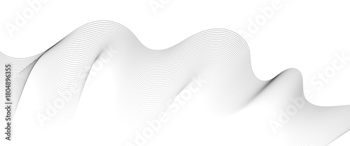 Abstract grey, white smooth element swoosh speed wave modern stream background. Wave with lines created using blend tool. Abstract frequency sound wave lines and twisted curve lines background.	