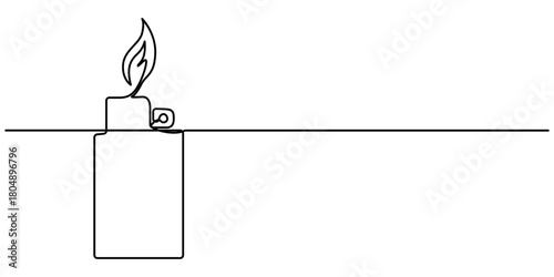 Continuous one line drawing, Lighter isolated on white background, of in outline illustration. 