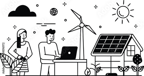 Couple Planning Sustainable Living with Technology