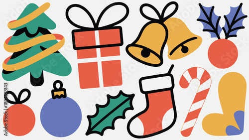 Festive Christmas Icons A Colorful Collection of Holiday Cheer and Celebration