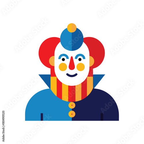 Flat Design Clown Avatar with Striped Ruffle Collar