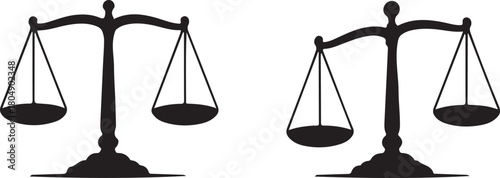 Black balance scales justice symbol weighing