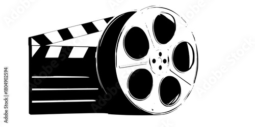 Movie Magic: Stylish Film Reel Tribute Black White | Clean, isolated vector art for creative projects.