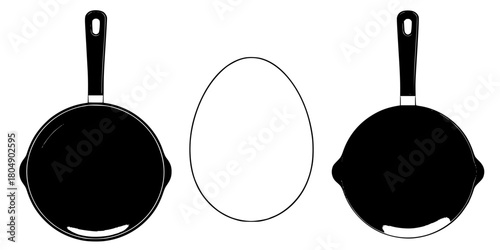 Eggs Pan Black White | Clean, isolated vector art for creative projects.