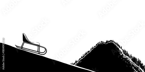 Elegant Contrast: Monochrome Bobsled Adventure | Clean, isolated vector art for creative projects.