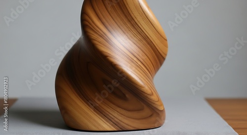 Abstract Wooden Sculpture with Natural Grain Texture.