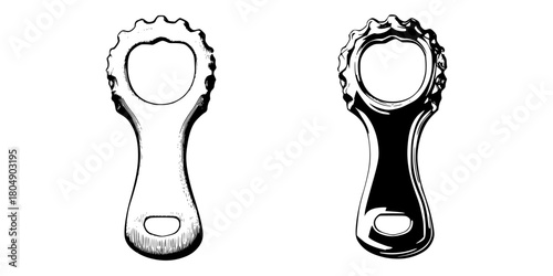 Timeless Essentials: Classic Bottle Opener Corkscrew Set | Clean, isolated vector art for creative projects.