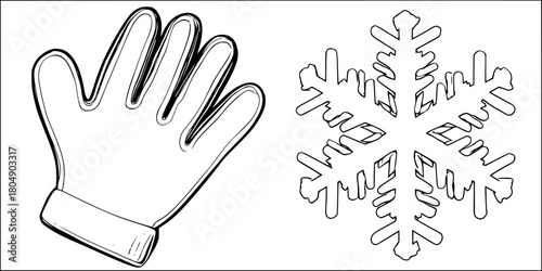 Winter's Embrace: Glove Snowflake | Clean, isolated vector art for creative projects.