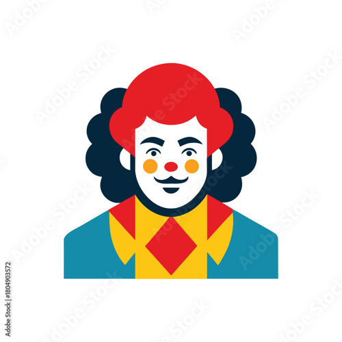 Flat Design Clown Character Avatar Icon