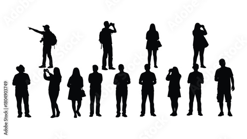 Group of people silhouettes isolated on white background, Vector