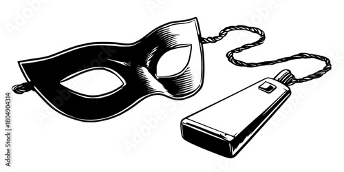 Mystic Masquerade: Silent Vigilante's Guide Party | Clean, isolated vector art for creative projects.