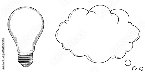 Illumination Ideas: Lightbulb Thought Bubbles | Clean, isolated vector art for creative projects.