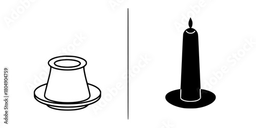 Black White Illustration Candle Holder Candle | Clean, isolated vector art for creative projects.