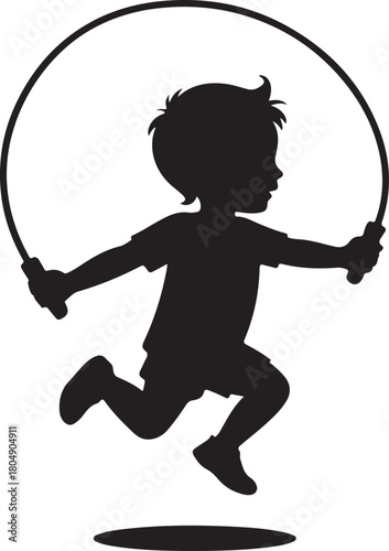 Silhouette icon of a boy playing tug of war game
