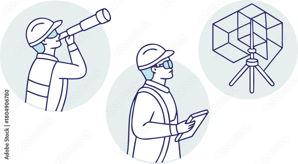 Fototapeta premium Engineers Surveying and Planning with Technology construction